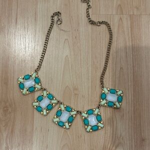 J crew Gold and Turquoise Statement Necklace